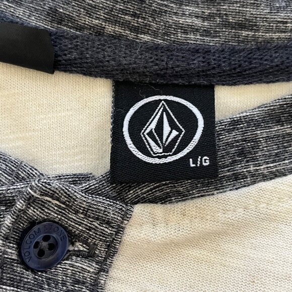 Volcom Henley Color Block Shirt Sz L Surf Skate Sporty Casual Streetwear Comfort - Picture 3 of 10